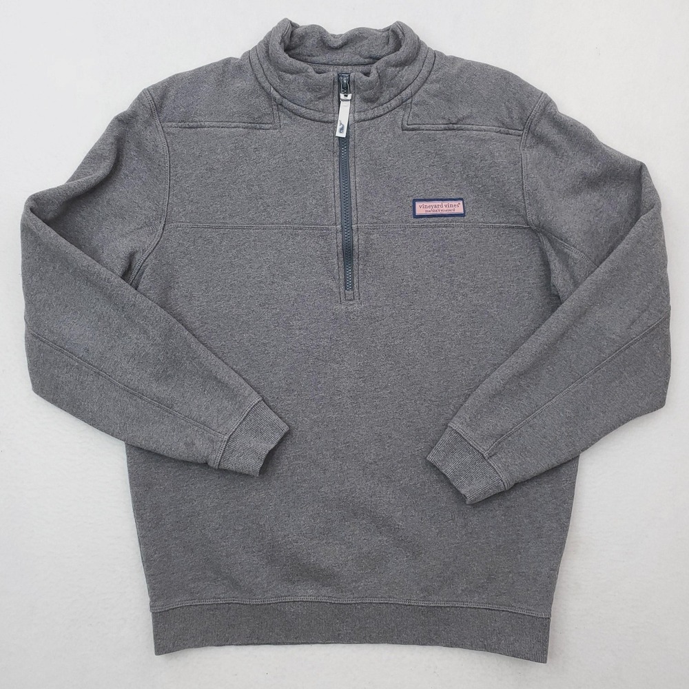 Vineyard Vines Quarter Zip Sweatshirt Mens Medium Gray‎ Mock Neck Logo Pullover
